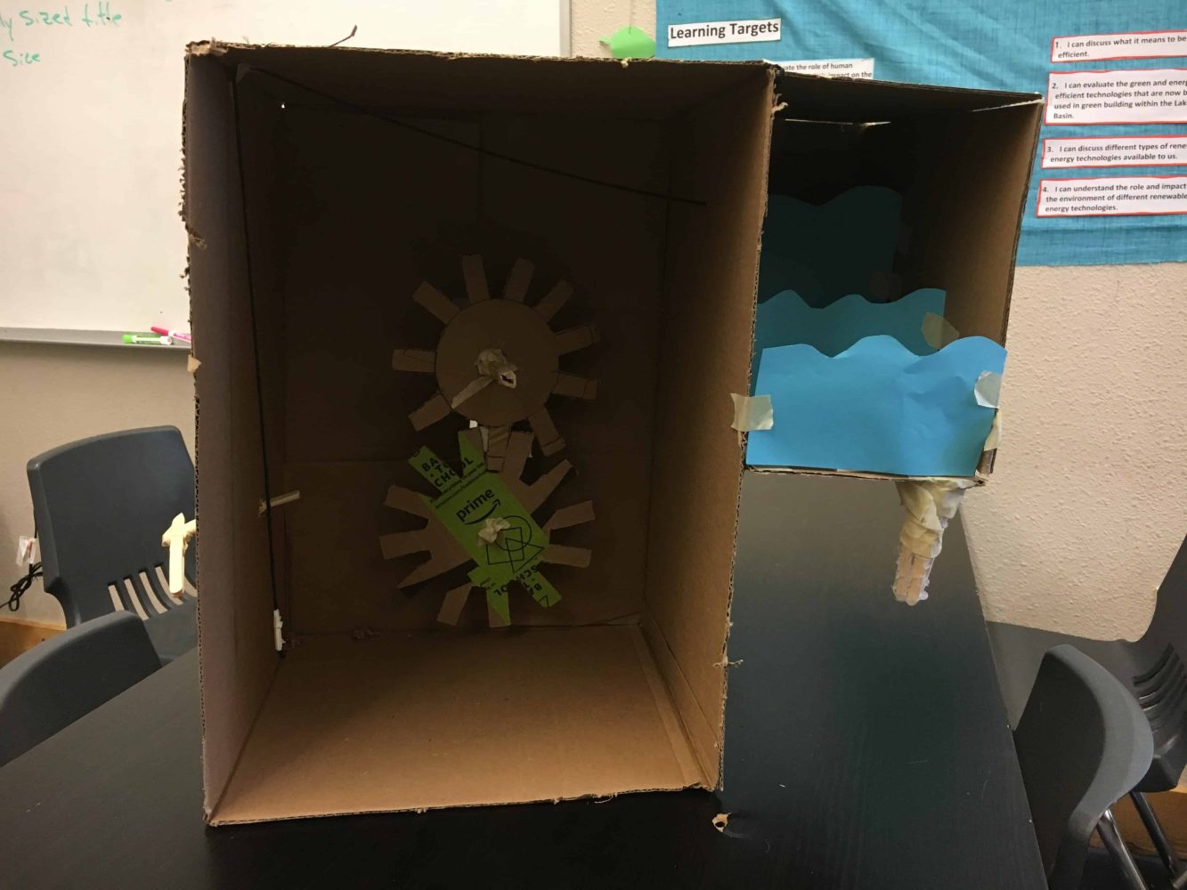 a cardboard green energy prototype