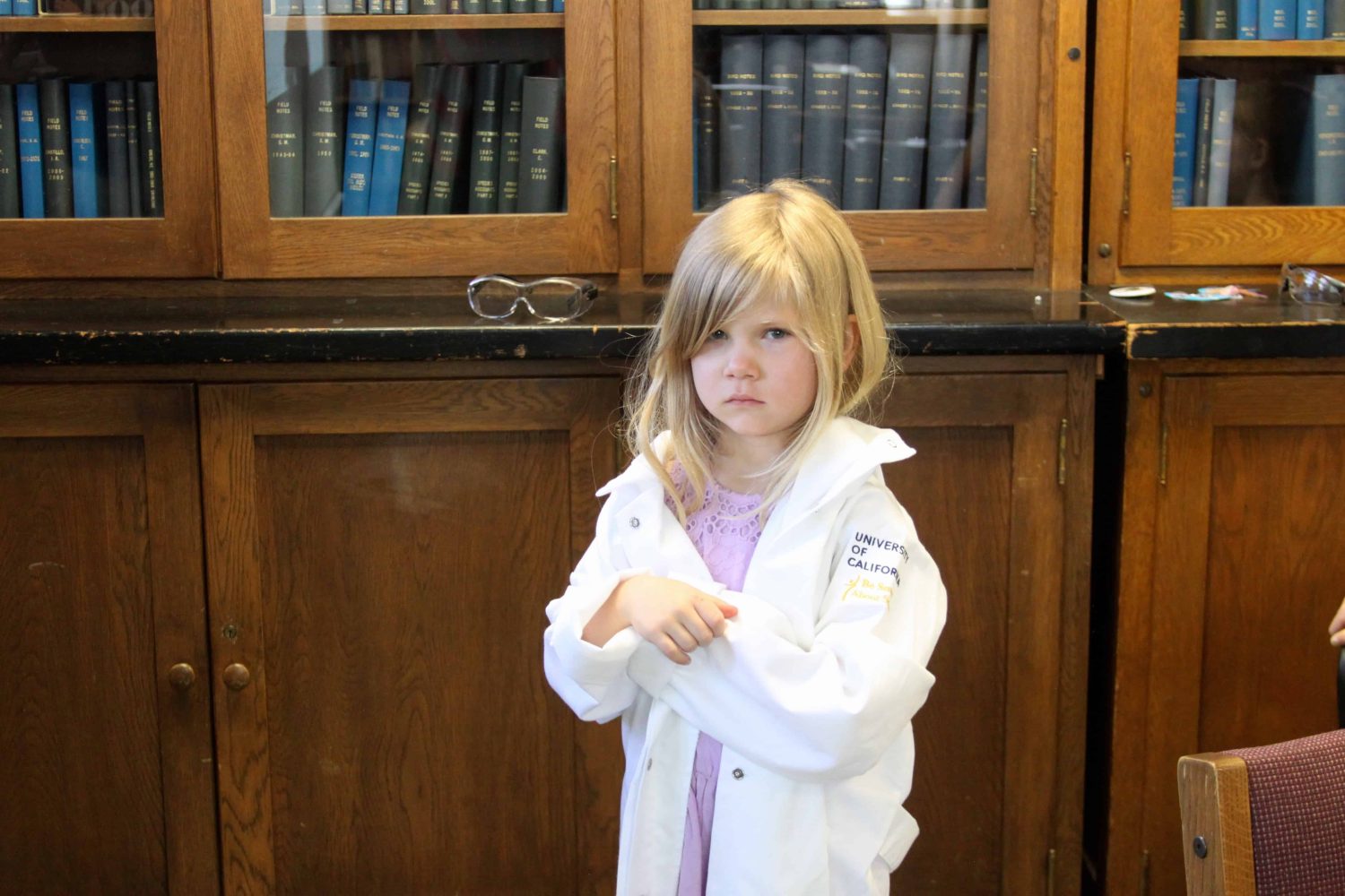 kindergartener with lab coat